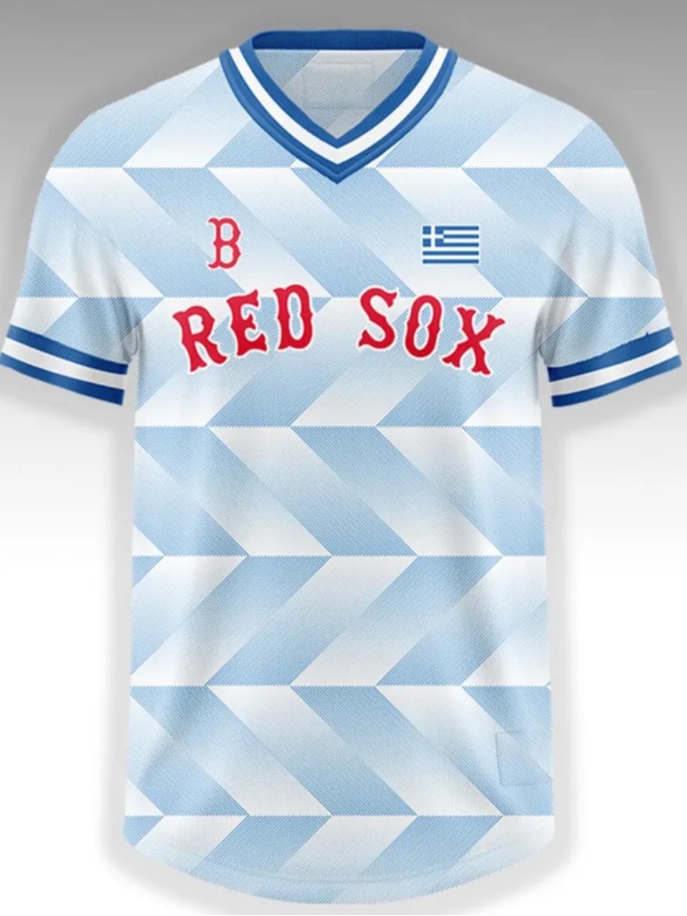 Men's Light Blue Graphic Baseball Shirt